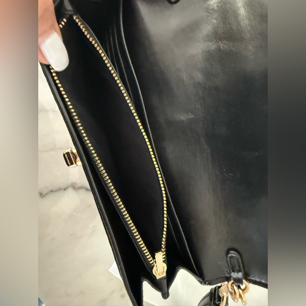 Coach Black Leather wristlet W/ chain strap - Picture 9 of 11